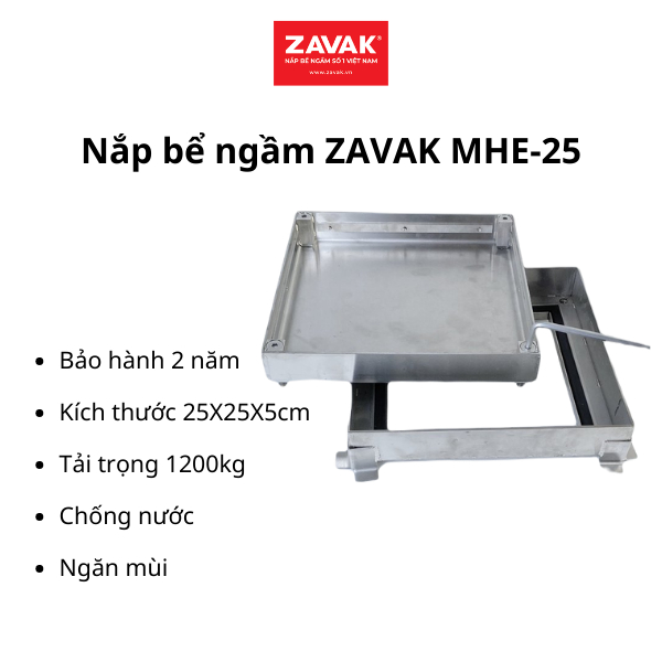 Nắp Bể Phốt ZAVAK MHE-25 KT25x25cm/ lát đá tối đa 2cm/ inox 304