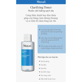 Nước cân bằng da Murad Clarifying Toner 180ml
