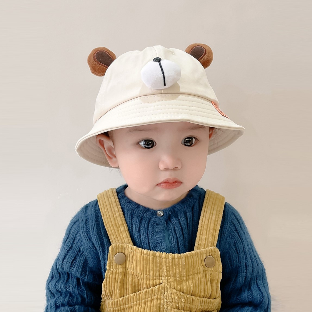 Mũ vành Cho Bé, Mũ Rộng Vành Chống Nắng Thời Trang Họa Tiết Họa Gấu Cho Bé 1-3 Tuổi