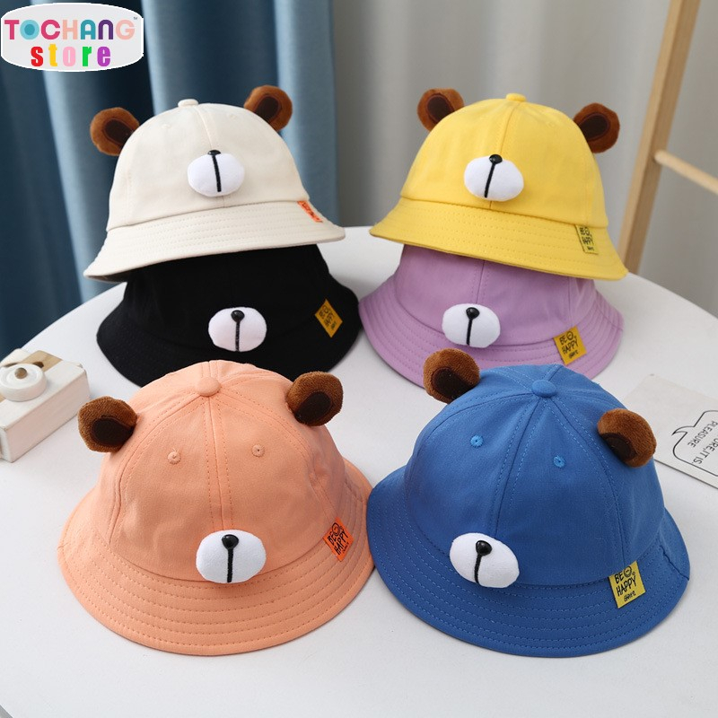 Mũ vành Cho Bé, Mũ Rộng Vành Chống Nắng Thời Trang Họa Tiết Họa Gấu Cho Bé 1-3 Tuổi
