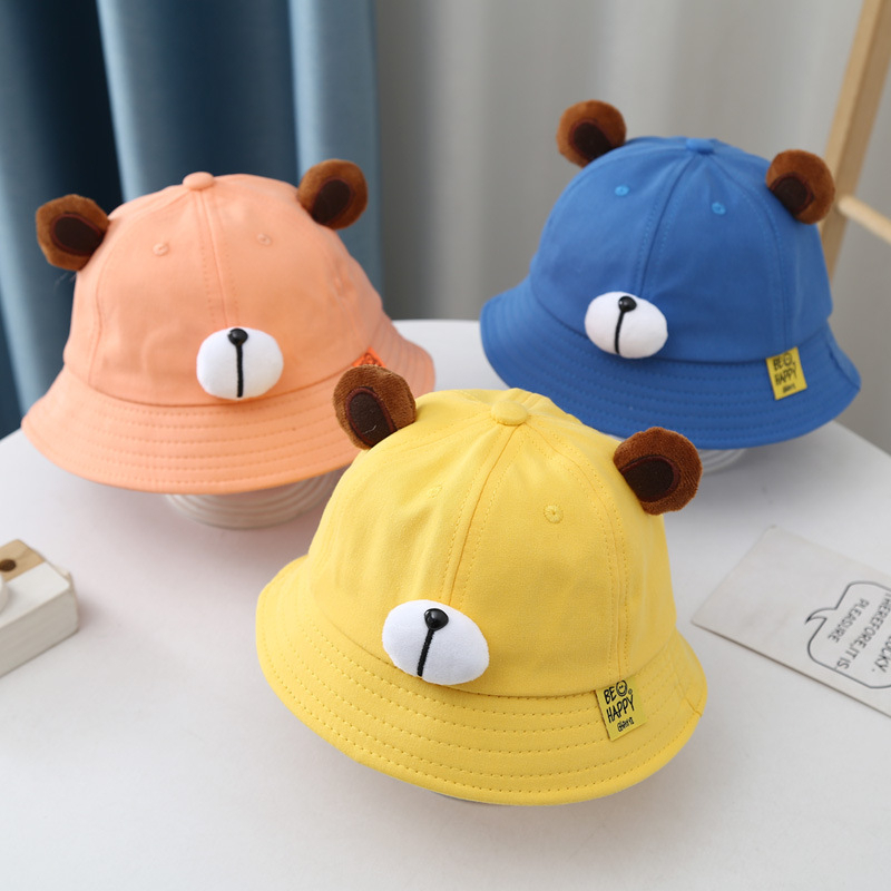 Mũ vành Cho Bé, Mũ Rộng Vành Chống Nắng Thời Trang Họa Tiết Họa Gấu Cho Bé 1-3 Tuổi