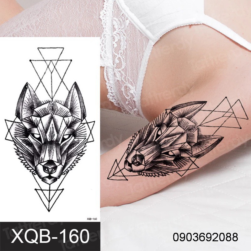 Hình Xăm Dán HCM, Tattoo Cá Tính, Tattoo Con Sói 10.5 x 6cm, hình xăm 5-7 ngày Ivy Store