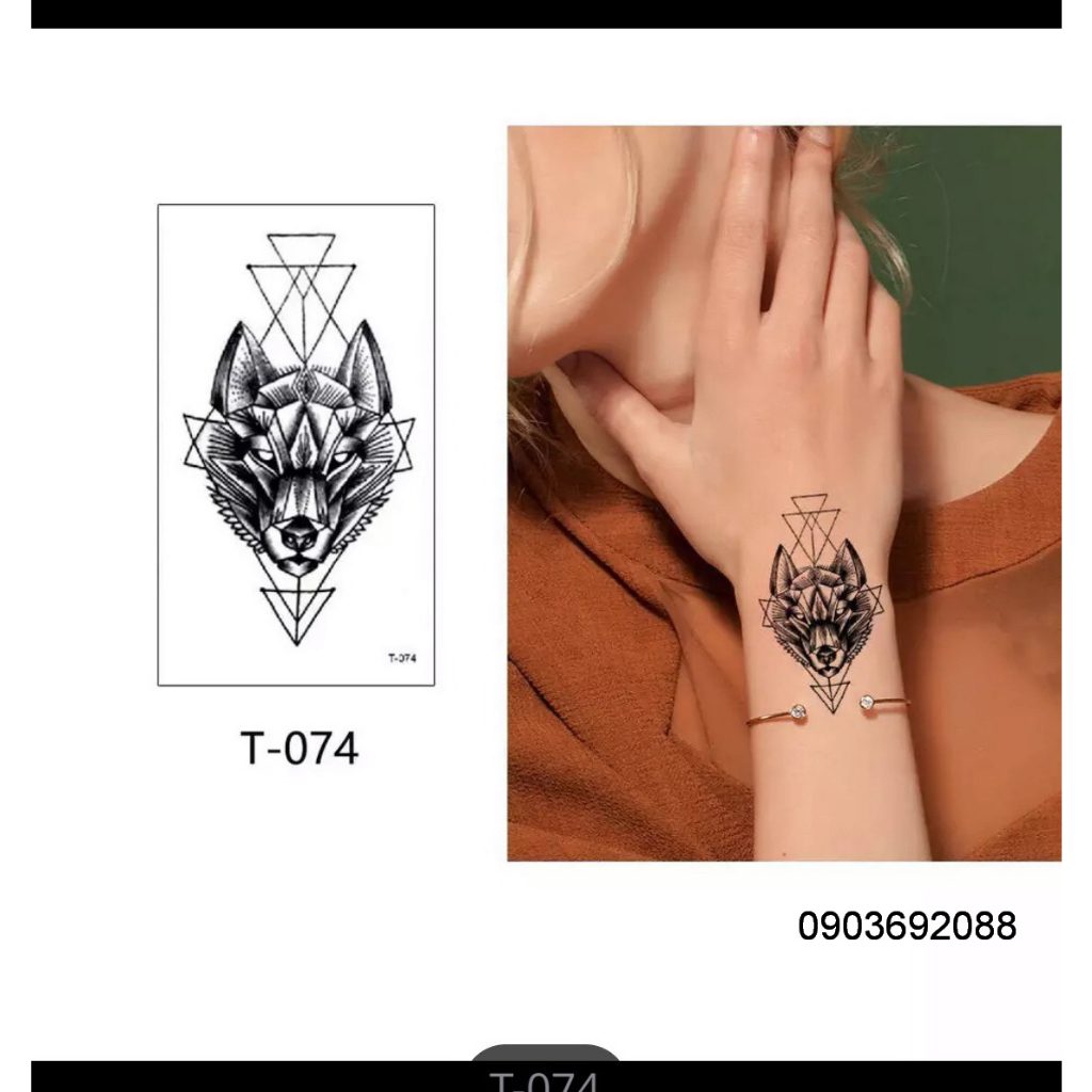 Hình Xăm Dán HCM, Tattoo Cá Tính, Tattoo Con Sói 10.5 x 6cm, hình xăm 5-7 ngày Ivy Store