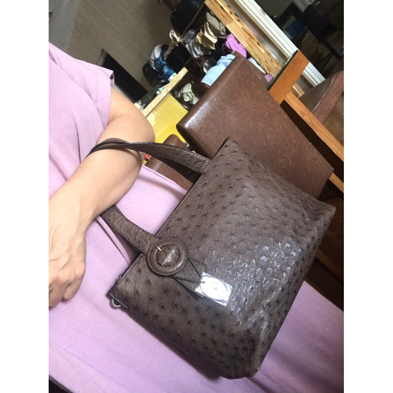 Túi da đà điểu nhật mới 25cm