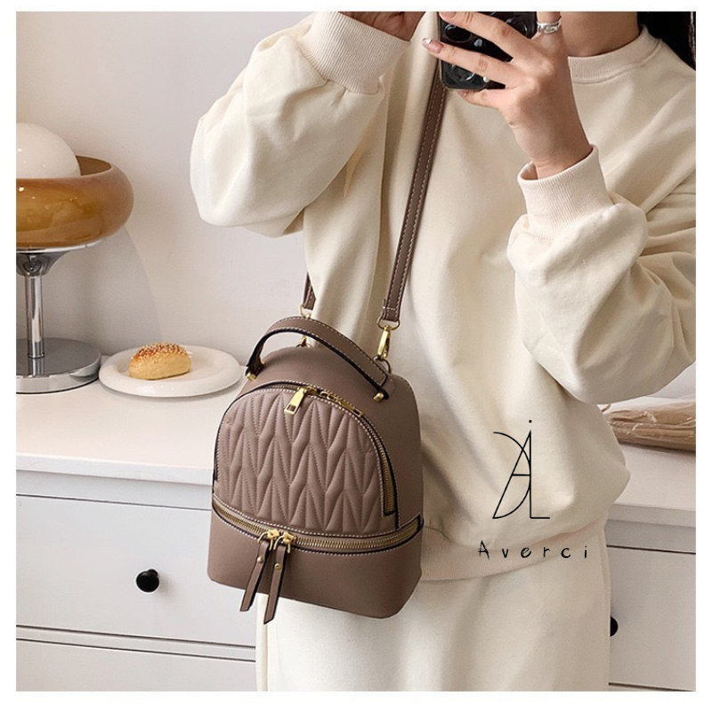 AVERCI Balo Đa Năng, Balo Mini Xinh Xắn Chất Da Mềm Mượt 3 Ngăn Đựng Phong Cách Trẻ Trung AVC313958