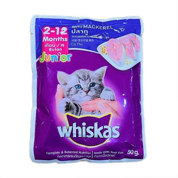 PATE CHO MÈO CON/MÈO TRƯỞNG THÀNH WHISKAS GÓI 80G