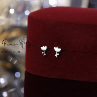 Bông tai hoa tulip may mắn hạnh phúc bạc 925 _gunojewelry