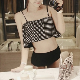 Đồ bơi nữ bikini tắm biển 2 mảnh voan bèo chấm bi