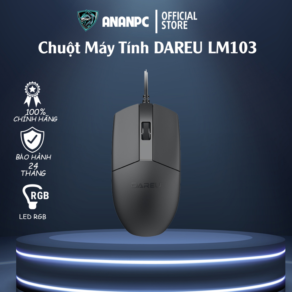 Chuột Máy Tình DAREU LM103 - Chuột Có Dây An An PC Thiết Kế Nhỏ Gọn Tiện Ích