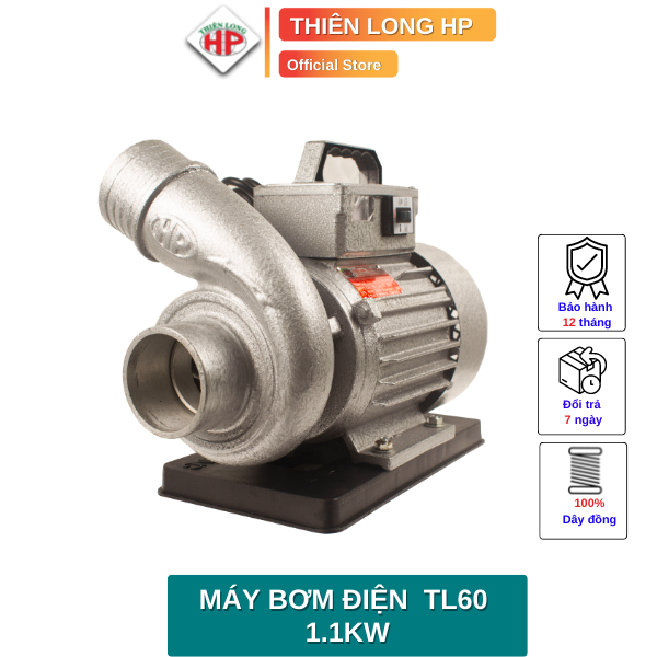 Combo máy bơm 1.1kw át kèm chõ nhựa phi 76- 1.5 HP 1,1Kw PHI 75 - THIÊN LONG HP