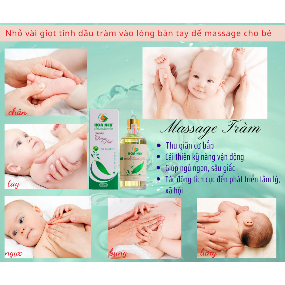 Tinh dầu Tràm nguyên chất 3ml - Hoa Nén - Giữ ấm, t.r.ị cảm lạnh, đuổi muỗi - An toàn cho bé s.ơ si.nh