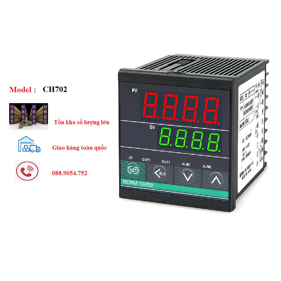 Đồng hồ nhiệt độ BERM CH702 kích thước 72x72 out RELAY+SSR rẻ nhất Việt Nam
