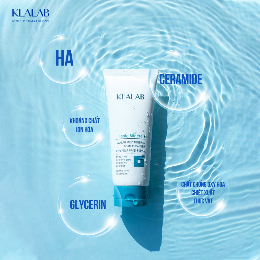 Sữa Rửa Mặt Tăng Cường Độ Ẩm KLALAB Mineral Foam Cleanser 150ml  - K2V Shop