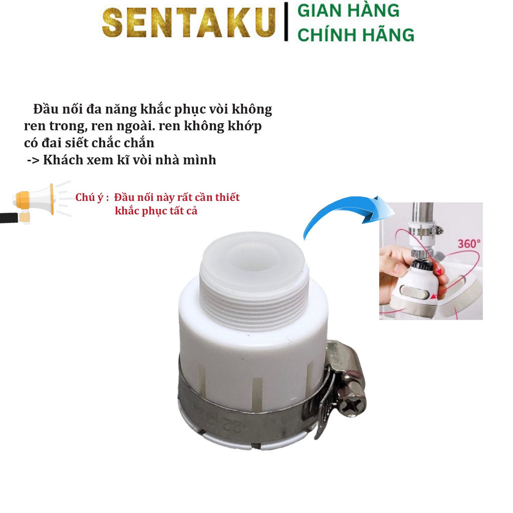 Đầu Vòi Nước Tăng Áp Nối Vòi Bồn Rửa Nhà Bếp Ba Chế Độ Phun Nước - Sentaku