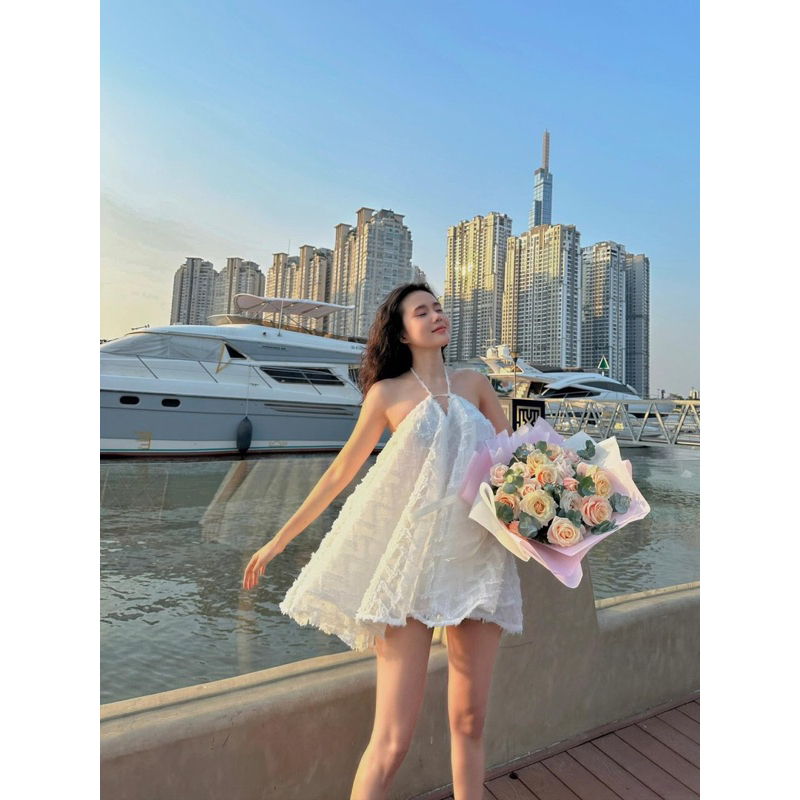 Váy Yếm Vải Bông Phồng Tặng Kèm Quần