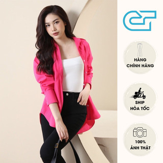 Áo sơ mi form rộng tay dài nữ chất liệu thô lụa cao cấp cs19, ct jeans
