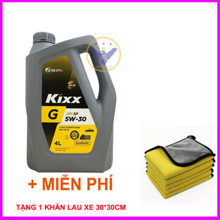 Dầu nhớt ô tô tổng hợp Kixx G API SP 5W30 nhập khẩu Hàn Quốc can 4L - Tặng khăn lau xe ô tô