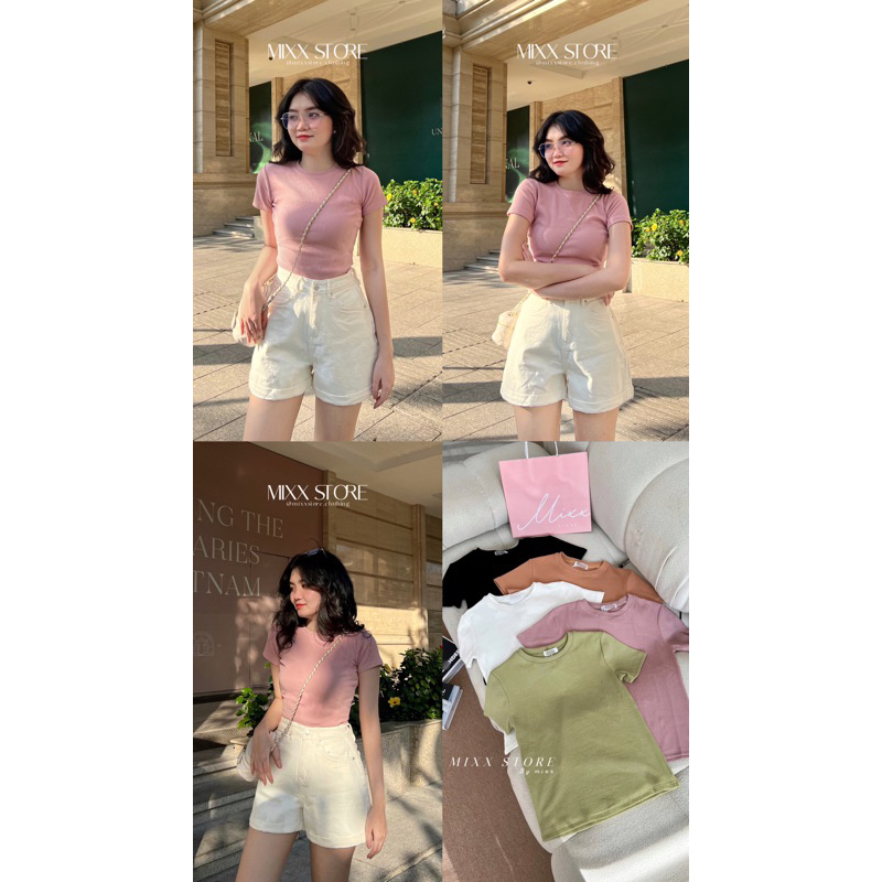 Áo thun trơn chất thun gân dày dặn xịn xò phom ôm body chuẩn xịn hàng nhập