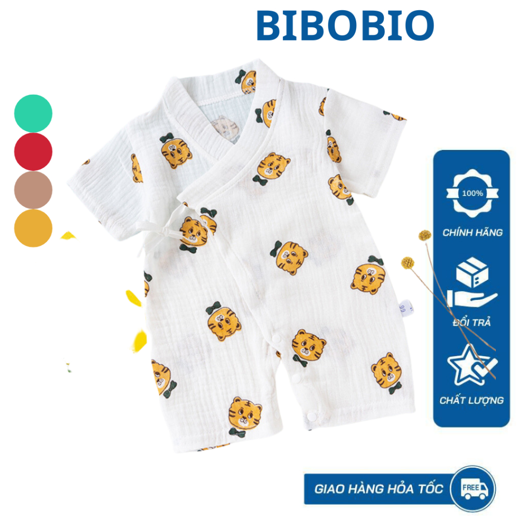 Body cộc tay vải xô muslin sang xịn mịn cho bé sơ sinh 3-14kg, hàng cao cấp - BD84