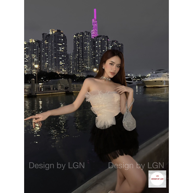 Áo ống cúp phối lưới sang chảnh