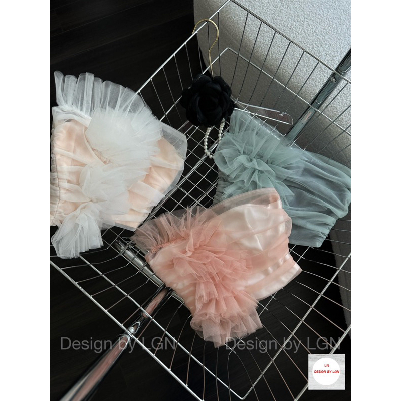 Áo ống cúp phối lưới sang chảnh