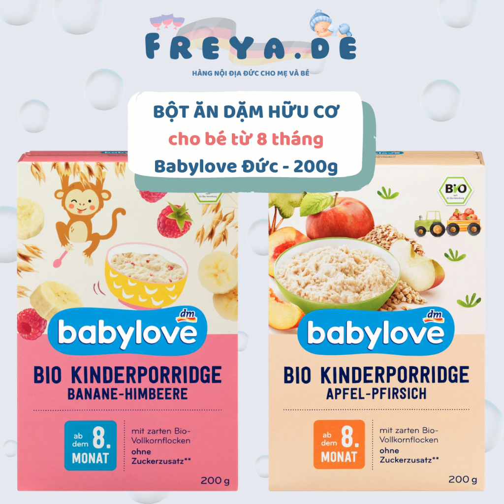 Bột ăn dặm hữu cơ Babylove Đức cho bé từ 8 tháng - Hộp 200g