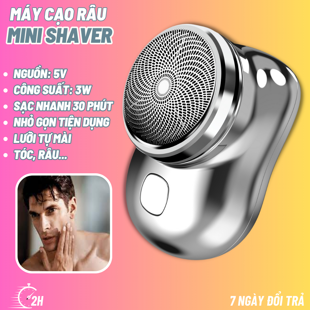 (TẶNG MÓC DÁN) Máy Cạo Râu Điện Cho Nam Dao Cạo Mini Máy Cạo Râu Có Thể Sạc Lại Máy Cạo Râu Chống Nước IPX7 Ướt Khô