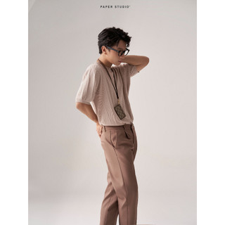 [PAPER STUDIO] Áo thun nam len trơn bo gân cổ tròn tay ngắn basic
