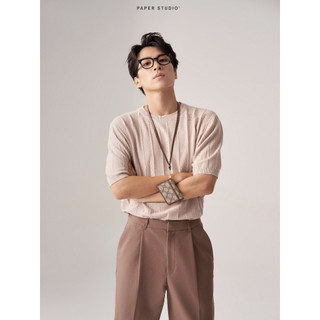 [PAPER STUDIO] Áo thun nam len trơn bo gân cổ tròn tay ngắn basic