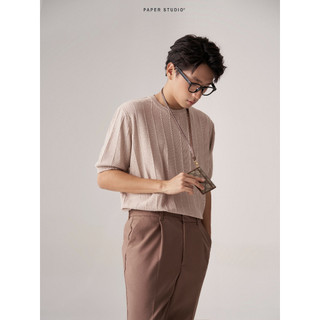 [PAPER STUDIO] Áo thun nam len trơn bo gân cổ tròn tay ngắn basic