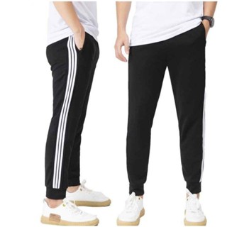 QUẦN THUN 3 SỌC BO GẤU NAM - JOGGER THỂ THAO 3 LINE BO ỐNG NAM/NỮ có bigsize