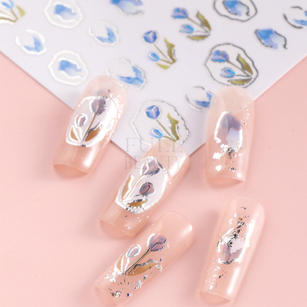 Sticker dán móng tay/ Miếng dán trang trí móng tay họa tiết hoa Tulip