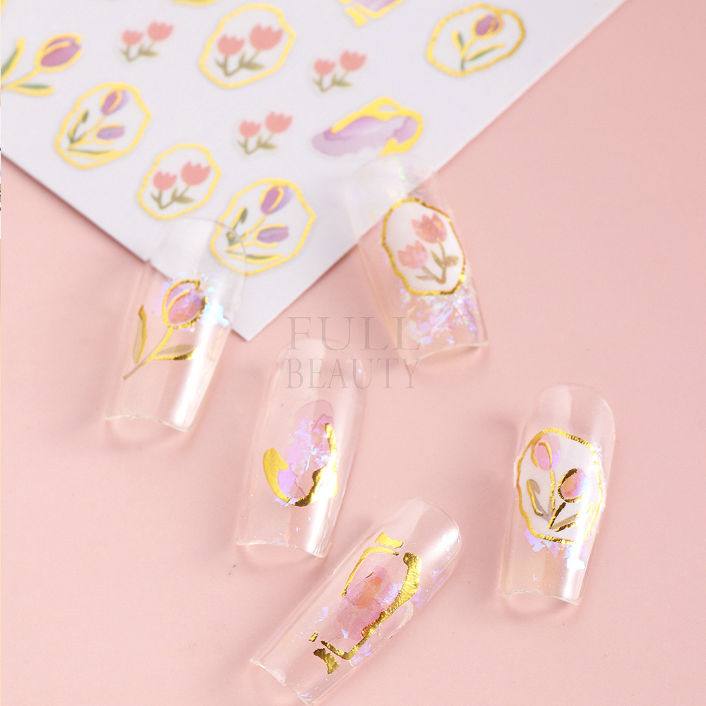 Sticker dán móng tay/ Miếng dán trang trí móng tay họa tiết hoa Tulip