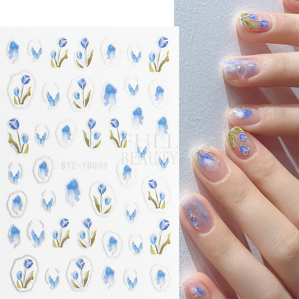 Sticker dán móng tay/ Miếng dán trang trí móng tay họa tiết hoa Tulip