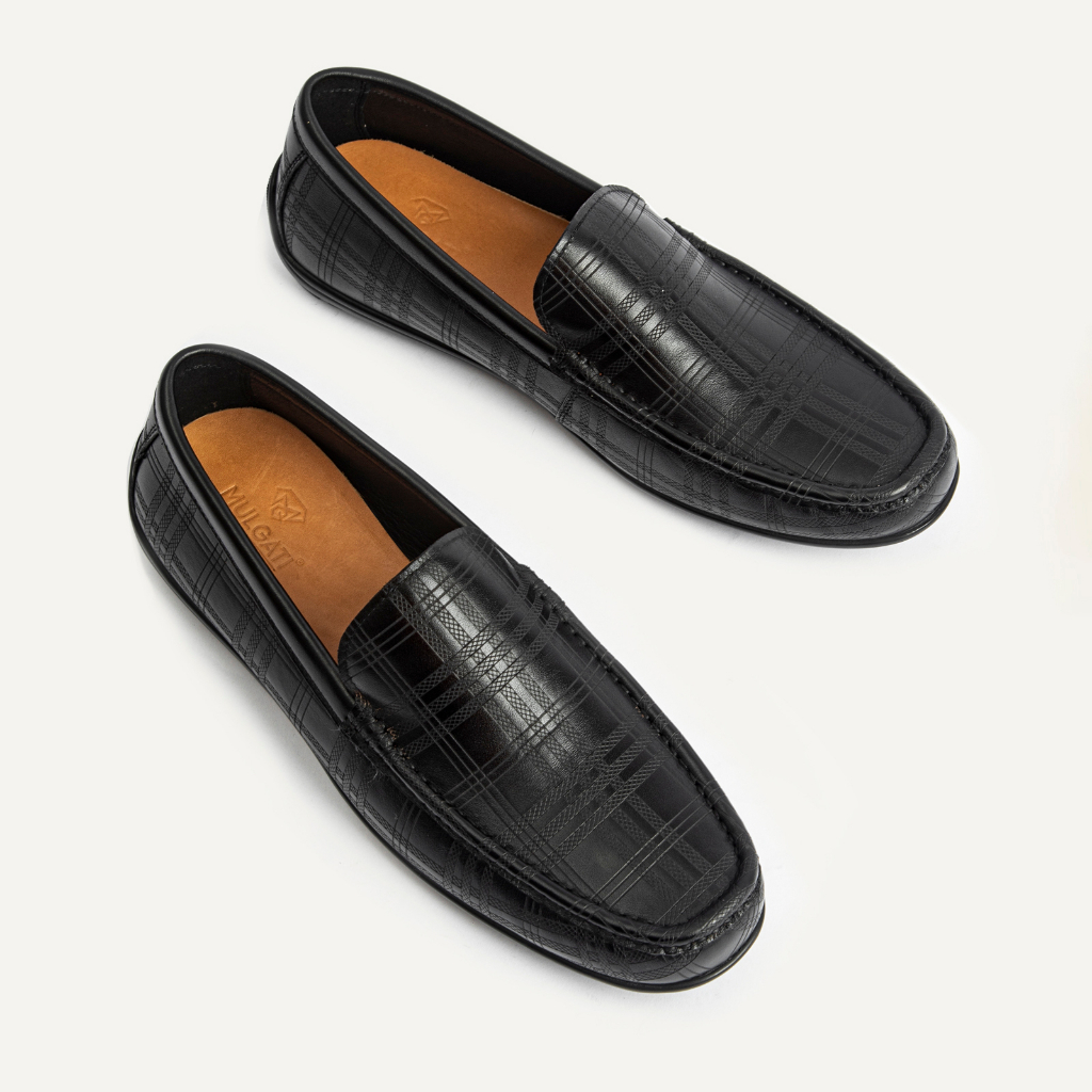 Giày lười nam MULGATI Classic Moccasin da bò cao cấp vân sọc - 105-208