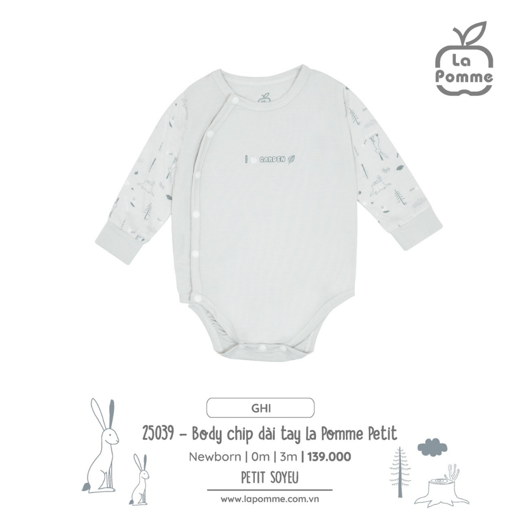 La pomme set sơ sinh thỏ màu ghi SS2023