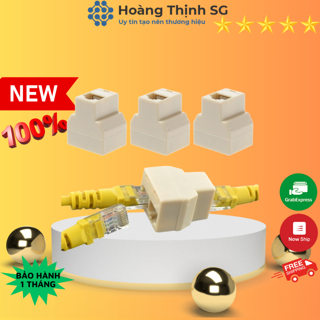 Đầu Nối Dây Mạng Lan RJ45 1 ra 2, Đầu nối cáp mạng RJ45 1 ra 1, bảo hành 1 tháng