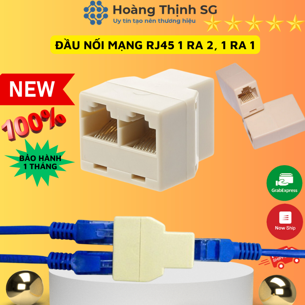 Đầu Nối Dây Mạng Lan RJ45 1 ra 2, Đầu nối cáp mạng RJ45 1 ra 1, bảo hành 1 tháng