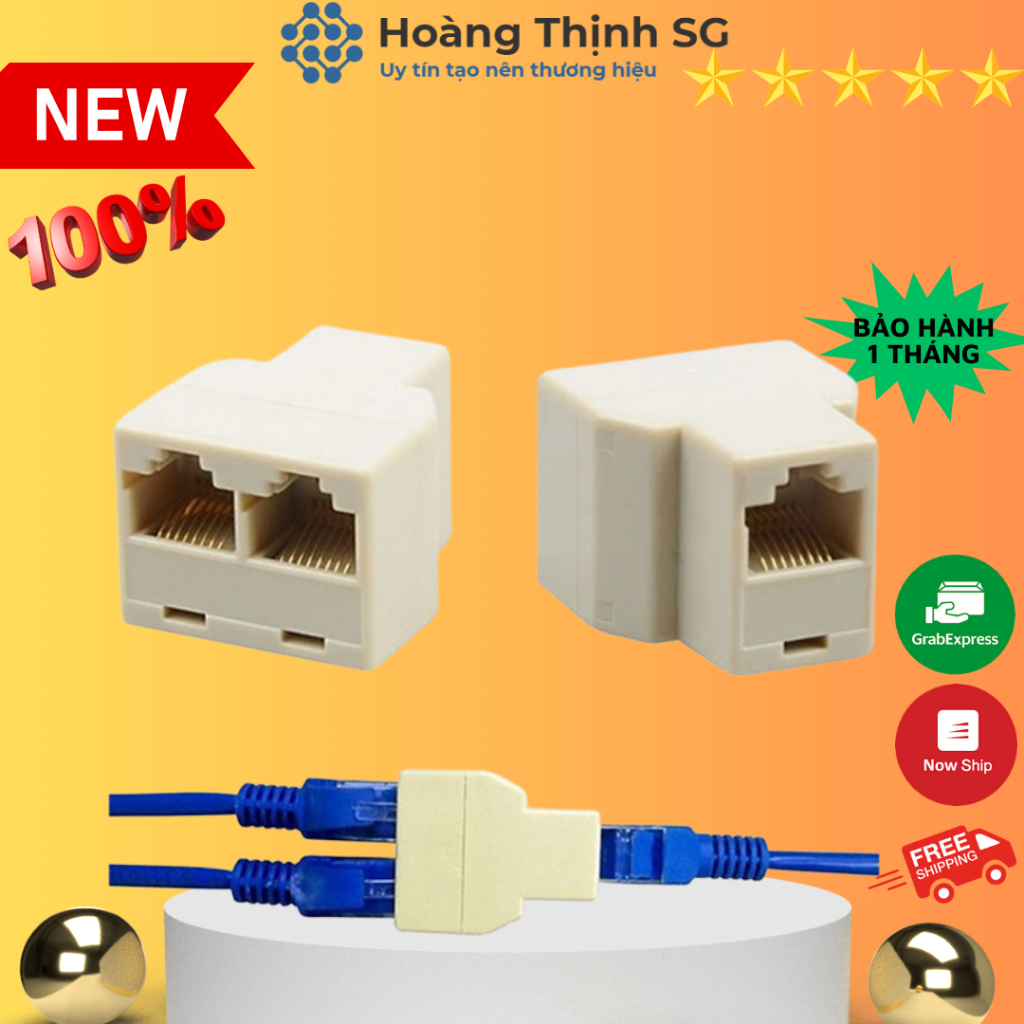 Đầu Nối Dây Mạng Lan RJ45 1 ra 2, Đầu nối cáp mạng RJ45 1 ra 1, bảo hành 1 tháng