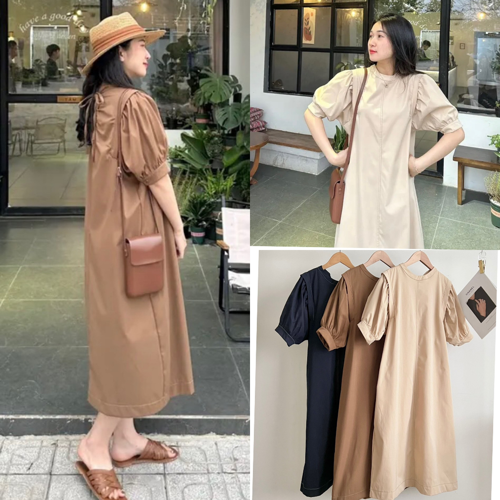 ( Bán sỉ): Váy suông chỉ nổi dáng dài form vintage đủ màu kèm ảnh thật trải sàn