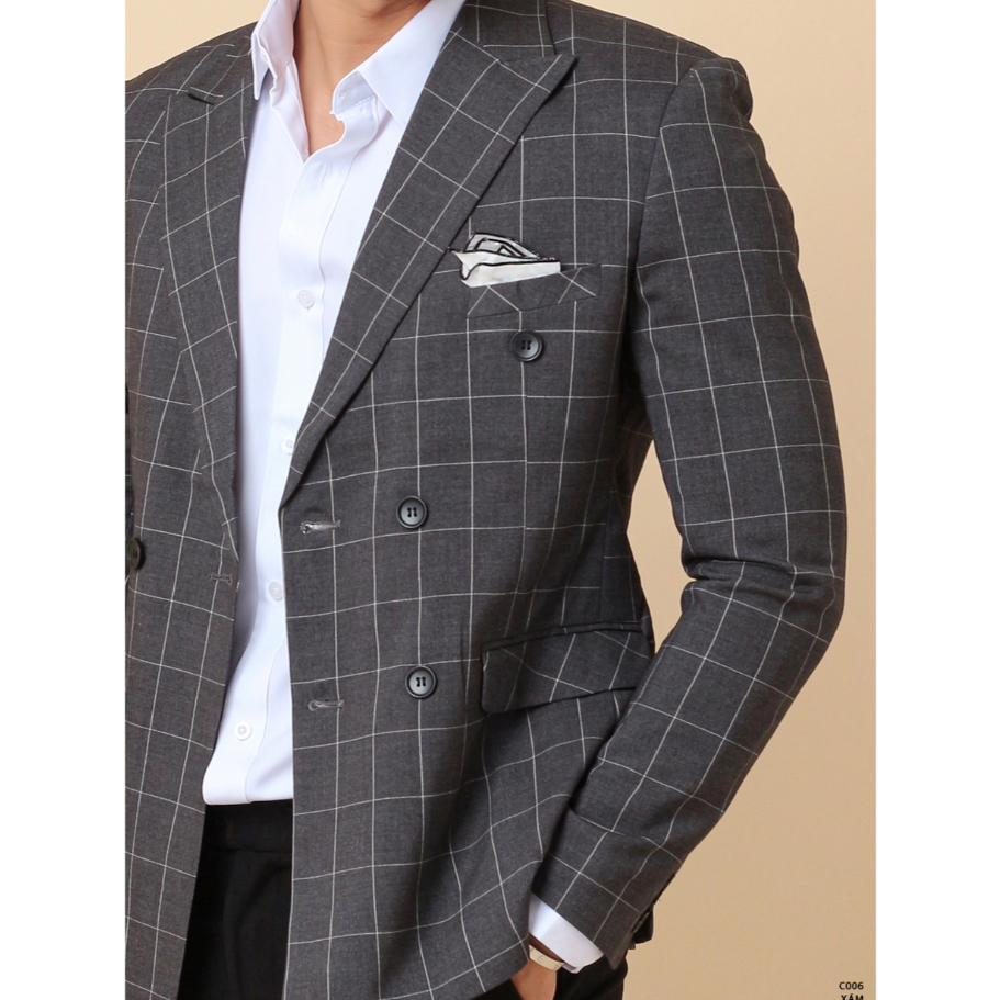 Áo vest Blazer nam sọc caro sang trọng cao cấp form regular, dễ mặc thoải mái, nhiều màu | BLVC006