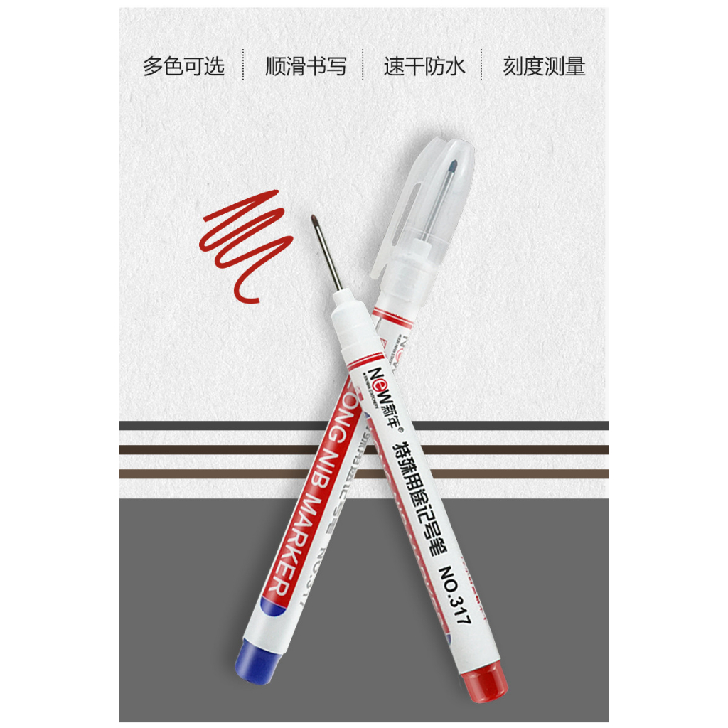 Sét 10 bút đánh dấu ngòi dài chuyên dụng đánh dấu vị trí, đánh dấu lỗ khoan ngòi dài 20mm - Màu ngẫu nhiên