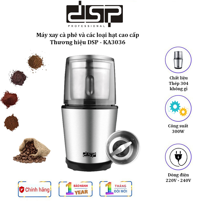 Máy xay cà phê và các loại hạt cao cấp DSP KA3036 Công suất 300W, chất liệu thép không gỉ