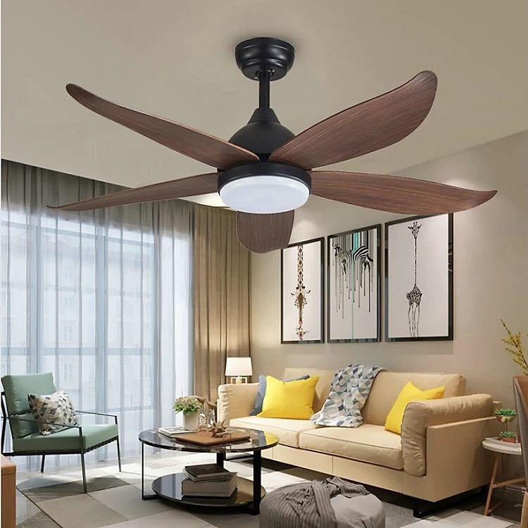 Đèn quạt LED SHIO động cơ đồng chuẩn 100% trang trí nội thất hiện đại 3 chế độ ánh sáng