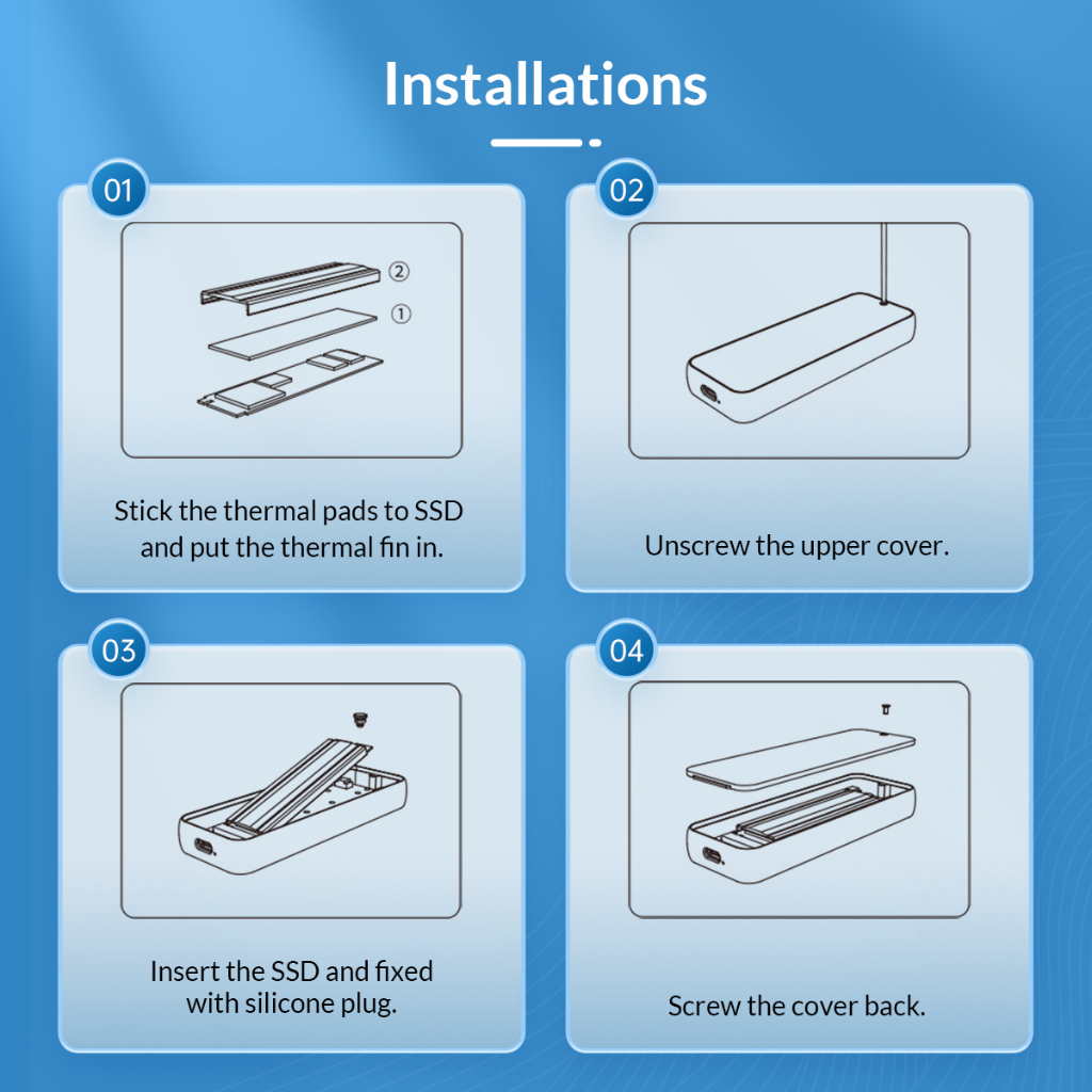 Hộp đựng ổ cứng chuẩn M2 NVME ORICO tốc độ 10Gbps M222C3– Hàng Chính Hãng