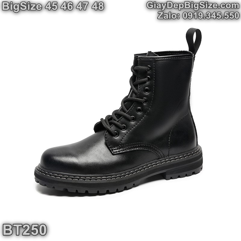 Giày boot (bốt) cổ cao cỡ lớn 45 46 47 48 cho nam cao to chân ú bè. Big size combat boots for wide feet - BT250