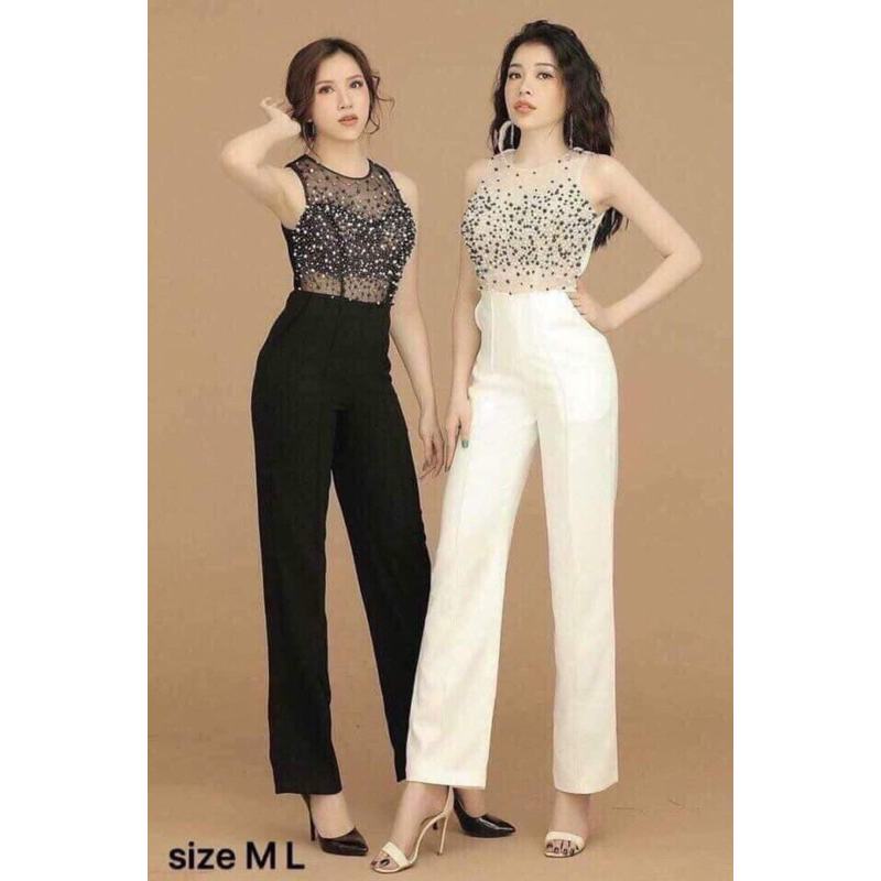 Jumpsuit đính đá cao cấp siêu sang hàng cao cấp-TK TẶNG KÈM HOA TAI THỜI TRANG