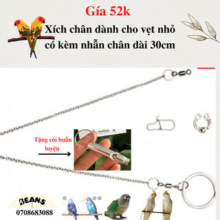 Xích chân dành cho vẹt inox như sun, ngực hồng, vẹt xích thái, xích ấn, ..