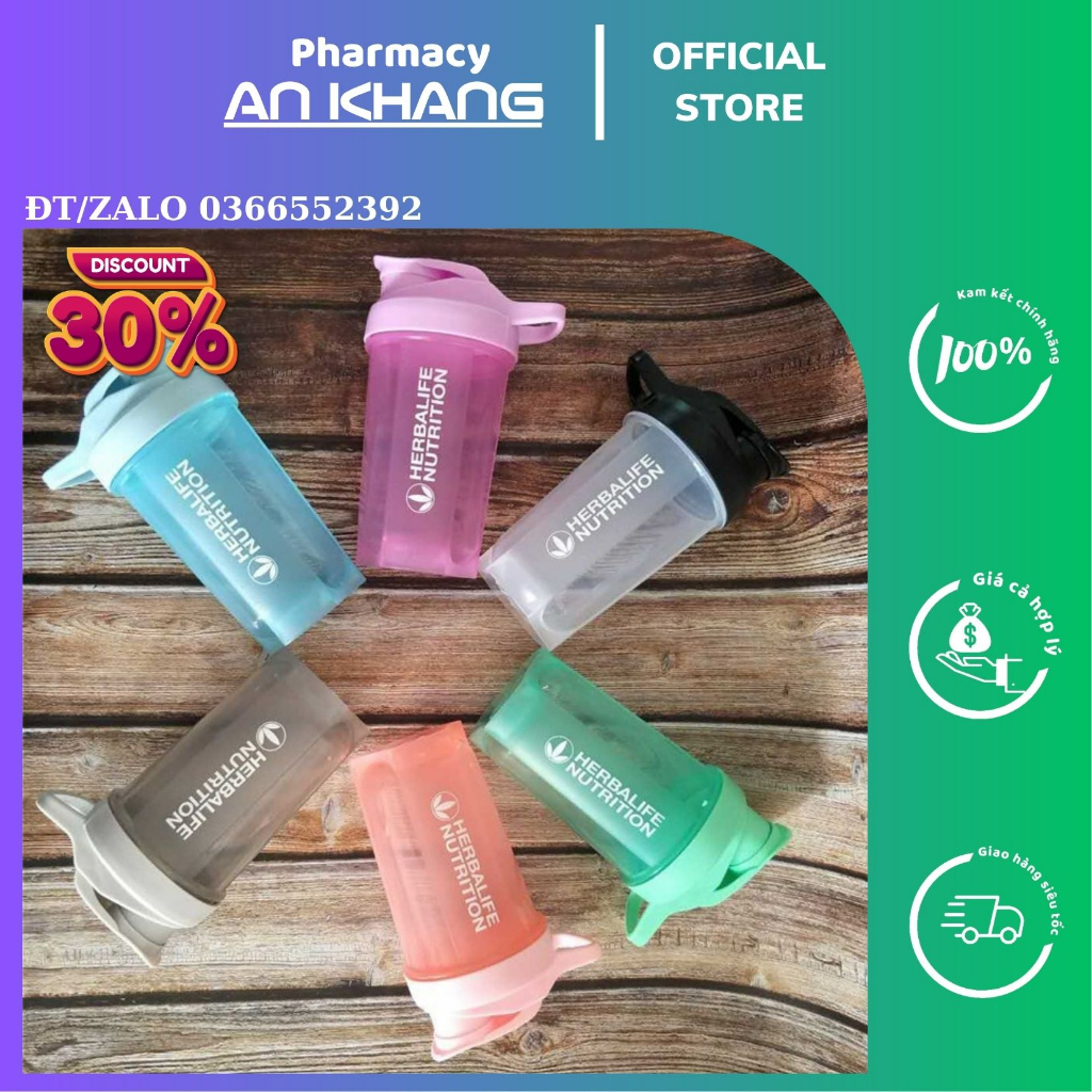 Bình Lắc Herbalife 500ml Pha Chế Sữa Shaker Tập Gym, Bình Lắc Sữa Non Alpha Lipid, Unicity Có Lò Xo