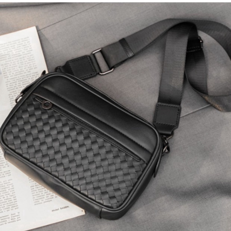 Túi hộp đeo chéo Nam Nữ, da PU cao cấp, họa tiết dây đan chéo TN01